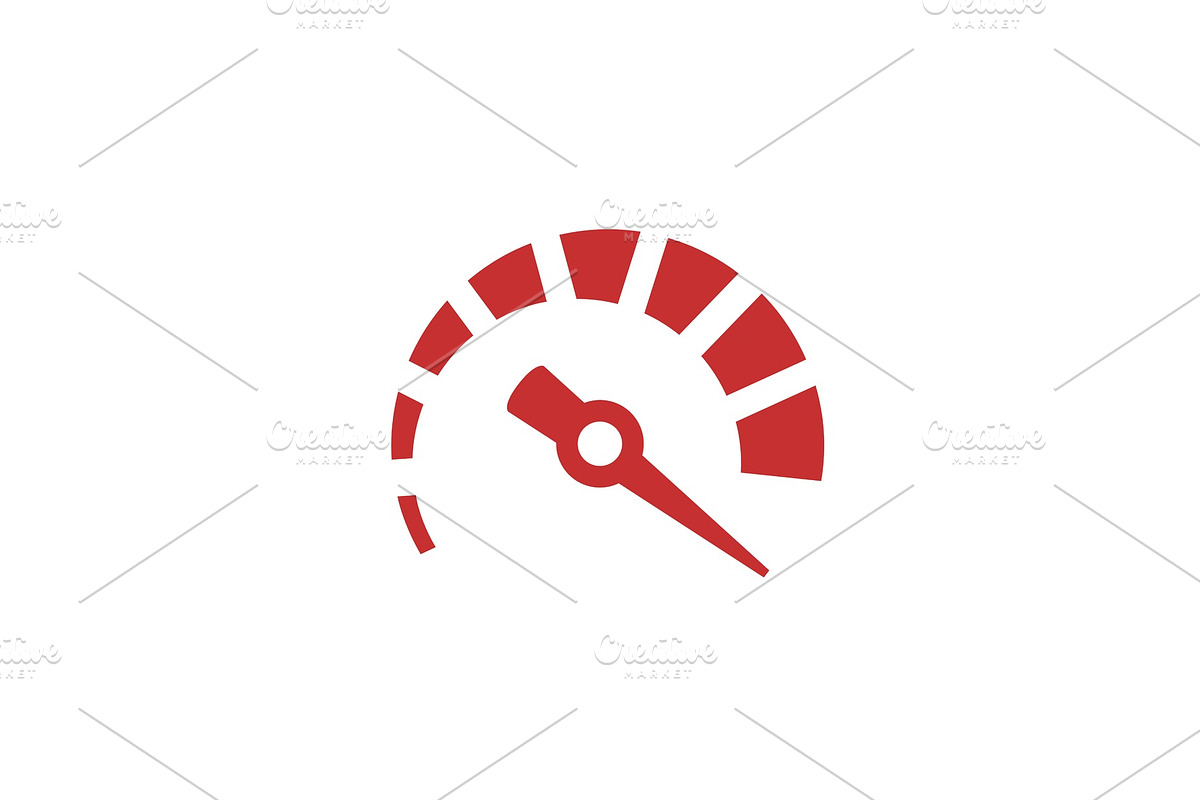Speedometer red logo icon. Speed in Illustrations - product preview 8