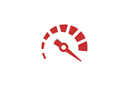 Speedometer red logo icon. Speed