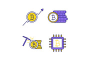 Bitcoin cryptocurrency color icons