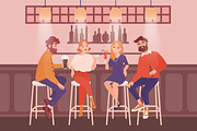 Friends at the bar illustration