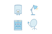 Household appliance color icons set