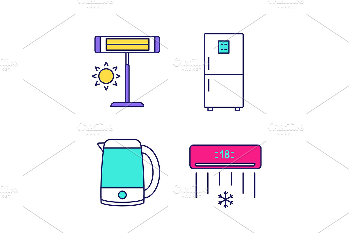 Household appliance color icons set in Icons - product preview 8