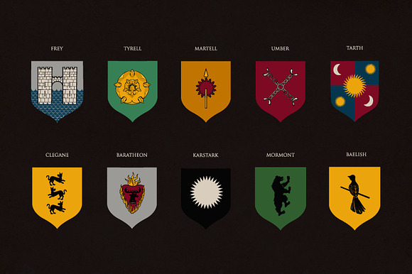 Game of Thrones heraldry set in Illustrations - product preview 1