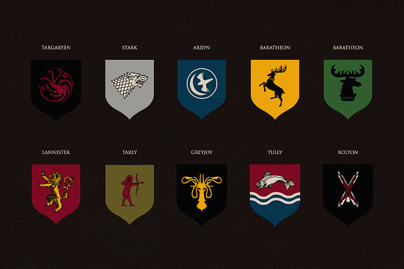 Game of Thrones heraldry set in Illustrations - product preview 2