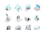Laboratory equipment icons set