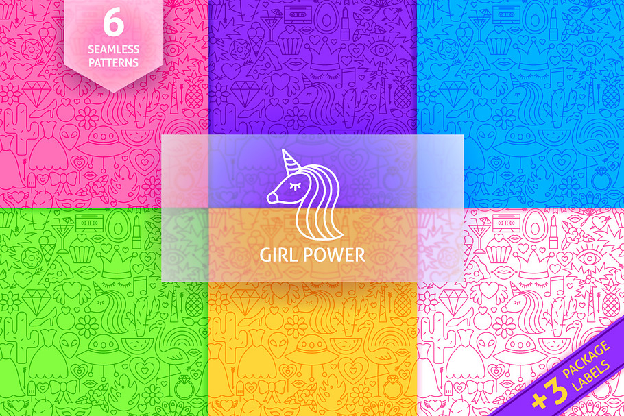 Girl Power Line Tile Patterns
