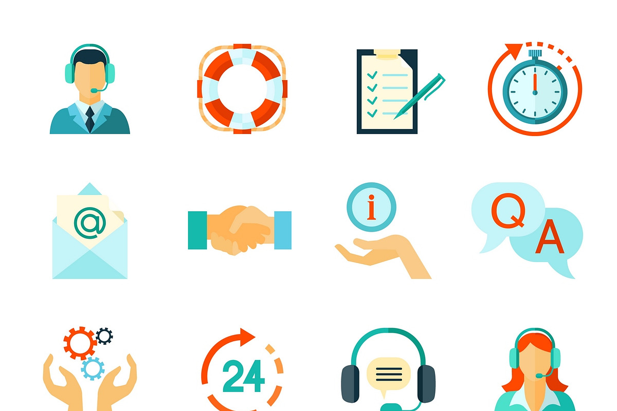 Customer support color icons set in Icons - product preview 8