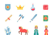 Medieval games flat icons set