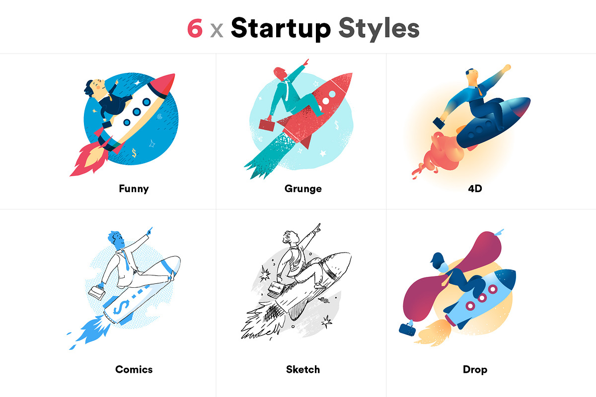 6 x Startup Challenge Styles in Illustrations - product preview 8