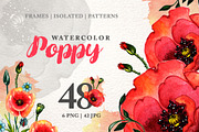 POPPY Watercolor Red png