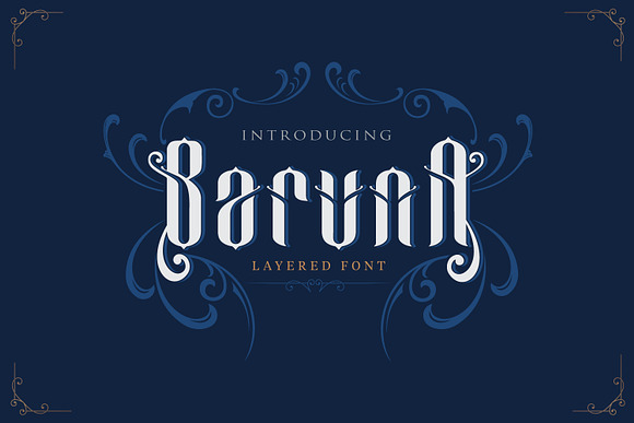 Baruna - Layered font with ornament in Gothic Fonts - product preview 2