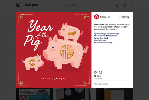 Chinese New Year Instagram Templates in Instagram Templates - product preview 7