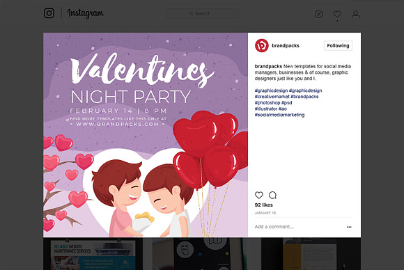 Valentine's Day Instagram Templates in Instagram Templates - product preview 5