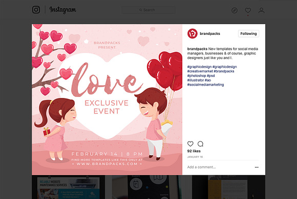 Valentine's Day Instagram Templates in Instagram Templates - product preview 6