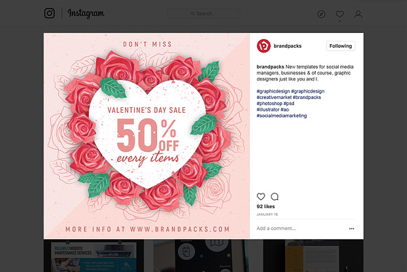 Valentine's Day Instagram Templates in Instagram Templates - product preview 10
