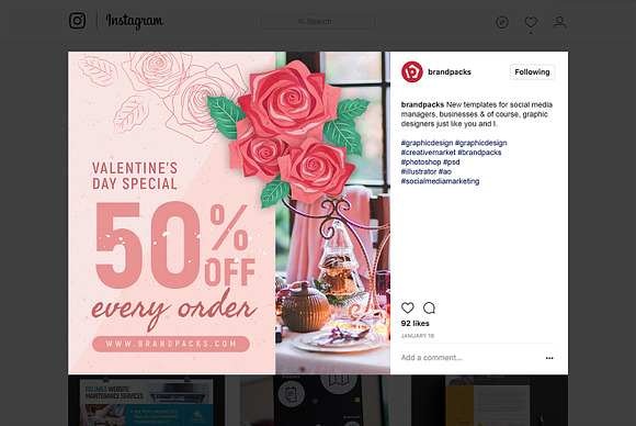 Valentine's Day Instagram Templates in Instagram Templates - product preview 12