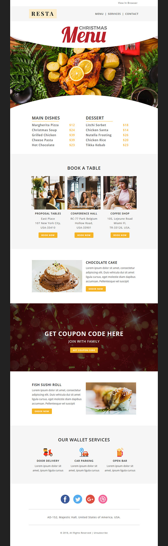RESTA - Responsive Email Template in Mailchimp Templates - product preview 1