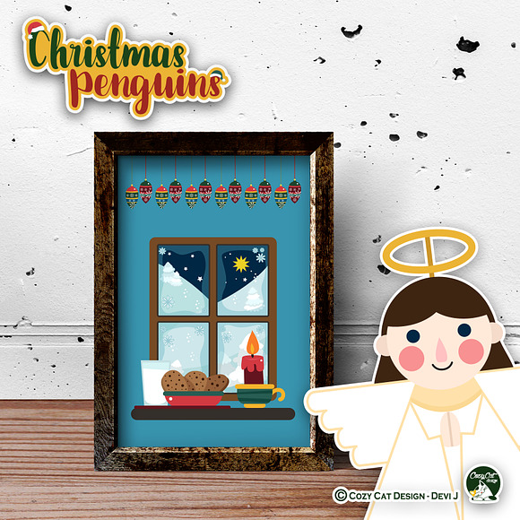 Christmas Penguins Digital Clip Art in Illustrations - product preview 6