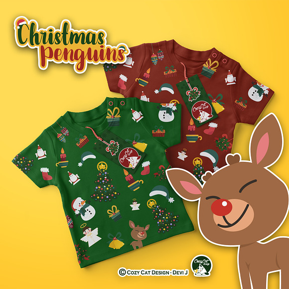 Christmas Penguins Digital Clip Art in Illustrations - product preview 7