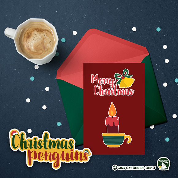 Christmas Penguins Digital Clip Art in Illustrations - product preview 8
