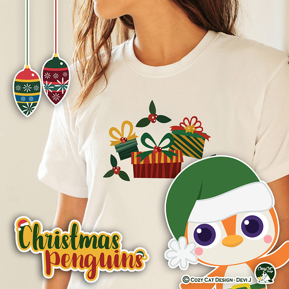 Christmas Penguins Digital Clip Art in Illustrations - product preview 9
