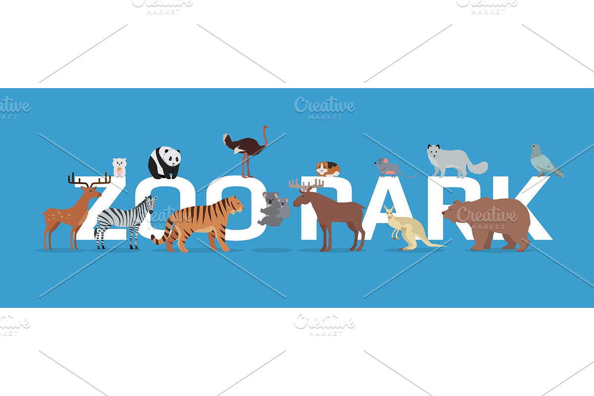 Zoo Park with Animals Banner in Illustrations - product preview 8
