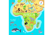 Africa Mainland Cartoon Map with