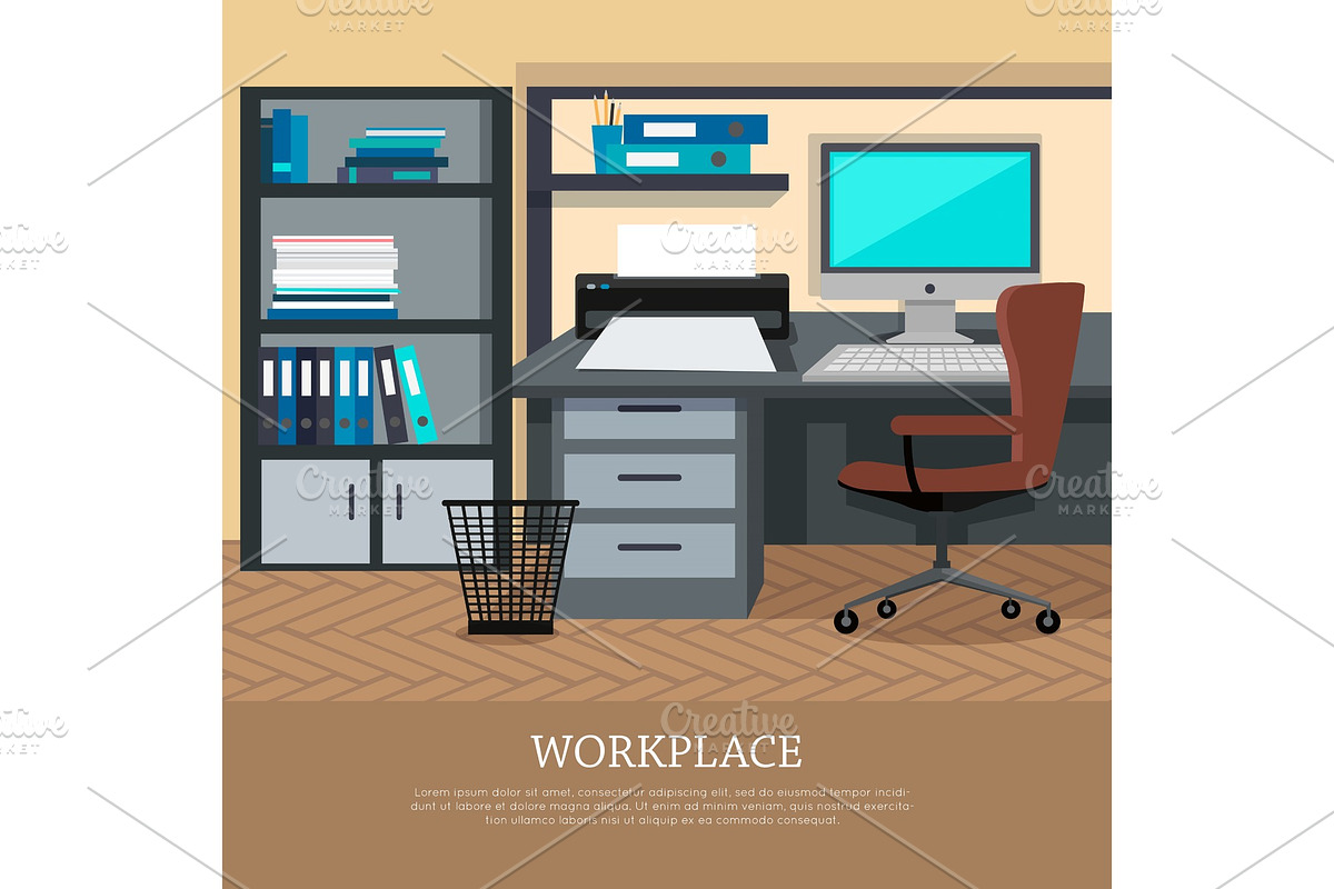 Workplace Concept Vector Web Banner in Illustrations - product preview 8