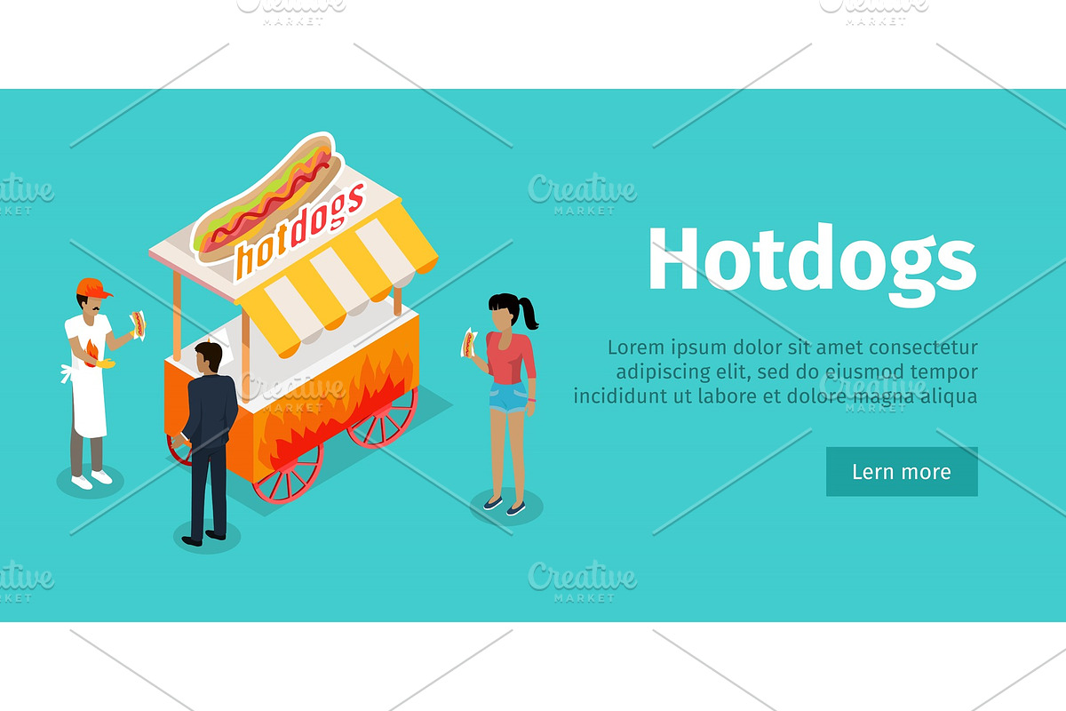 Hotdogs Conceptual Isometric Vector in Illustrations - product preview 8