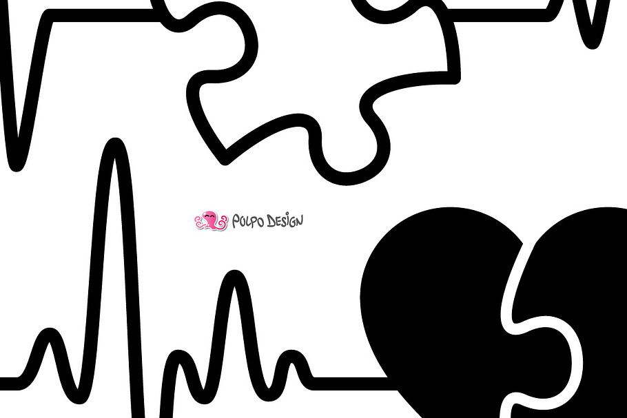 Autism Heartbeat SVG in Objects - product preview 8