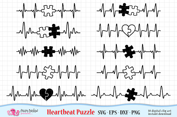 Autism Heartbeat SVG in Objects - product preview 1
