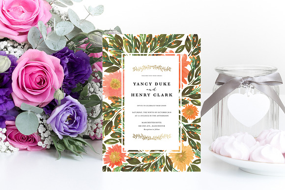 Flowers Wedding Suite Invitation in Wedding Templates - product preview 1