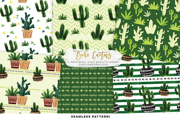 Cactus and Succulent digital paper in Illustrations - product preview 1