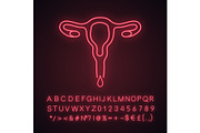 Menstruation neon light icon