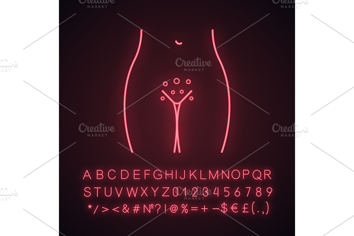 Genital rash neon light icon in Icons - product preview 8