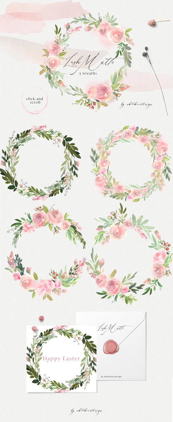 Lush Matte Watercolor Floral Clipart in Illustrations - product preview 2