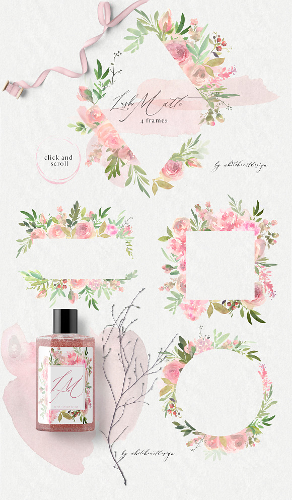 Lush Matte Watercolor Floral Clipart in Illustrations - product preview 3