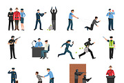 Police officers team training icons