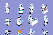 Home robots isometric collection