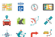 Map and gps navigation icons set