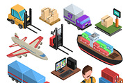 Delivery types isometric icons