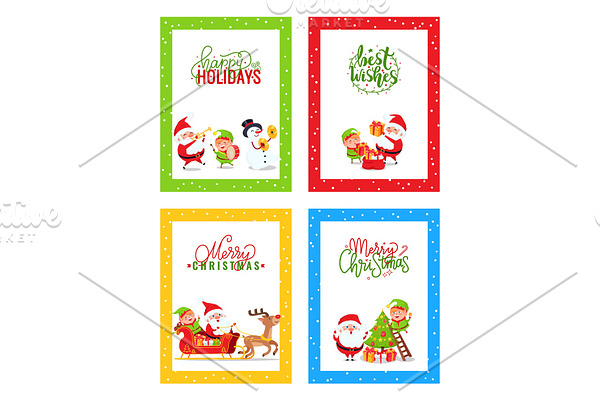 Merry Christmas Cards with Cartoon