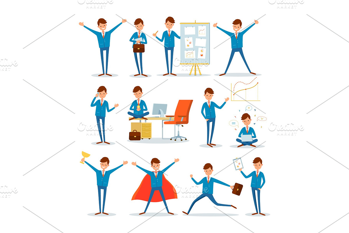 Man Busy with Work, Businessman in Illustrations - product preview 8