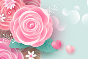 Rose flowers banner with copy space