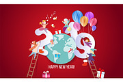 2019 Happy New Year design card with