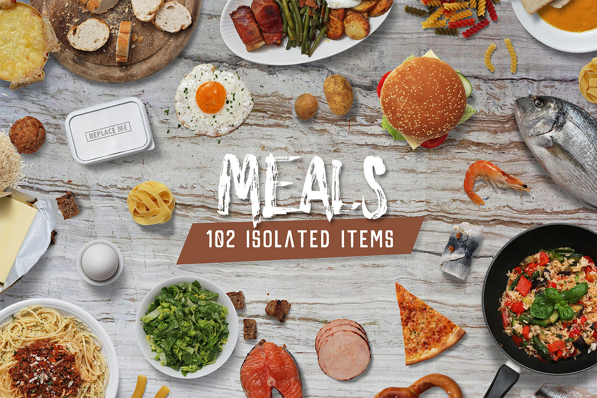 Meals - Isolated Food Items in Scene Creator Mockups - product preview 8