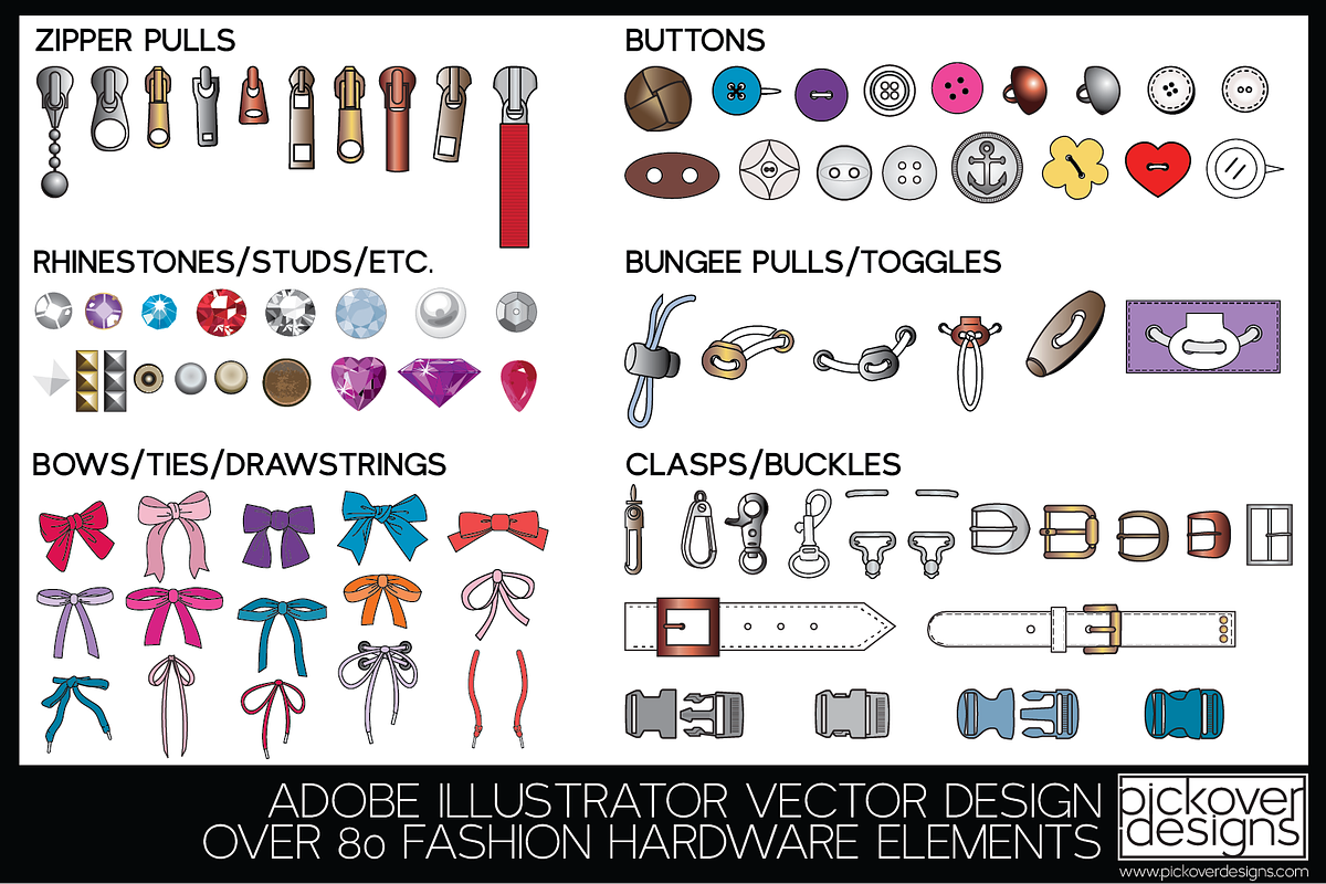 80+ FASHION HARDWARE ELEMENTS-VECTOR in Illustrations - product preview 8