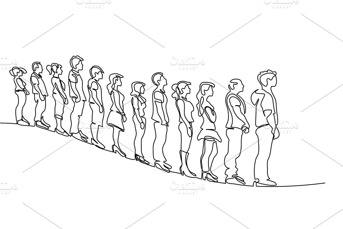 Group of people waiting in line in Illustrations - product preview 8