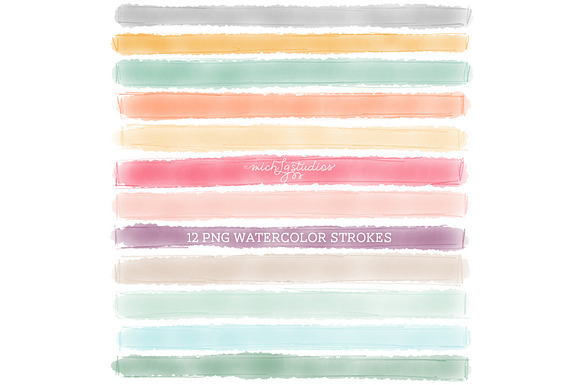 12 PNG watercolor w/ pencil strokes in Illustrations - product preview 1