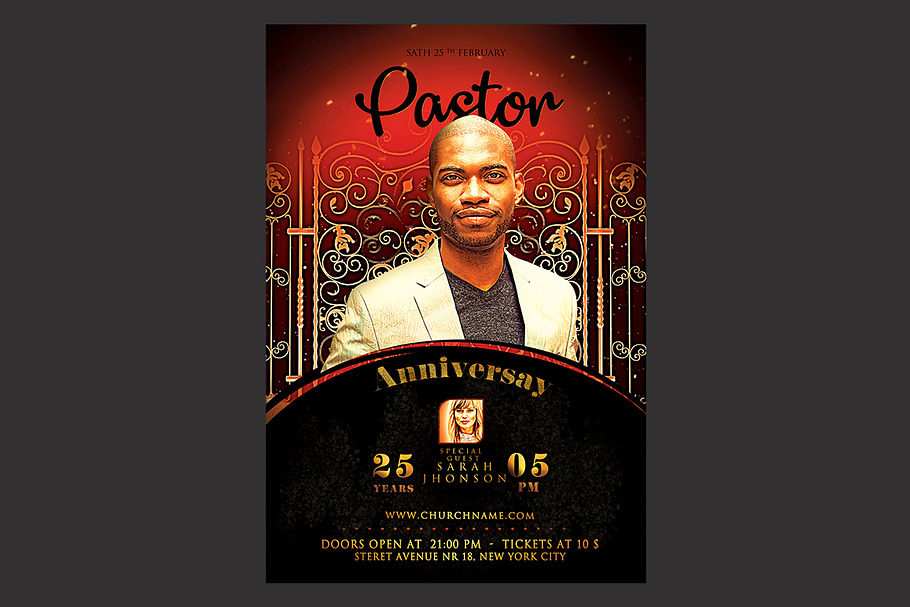 Pastor Anniversay Church Flyer